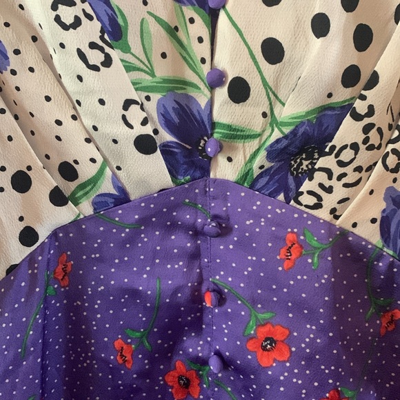 Liquorish Floral Mixed Print Button Down Dress Size 4 - Picture 4 of 10